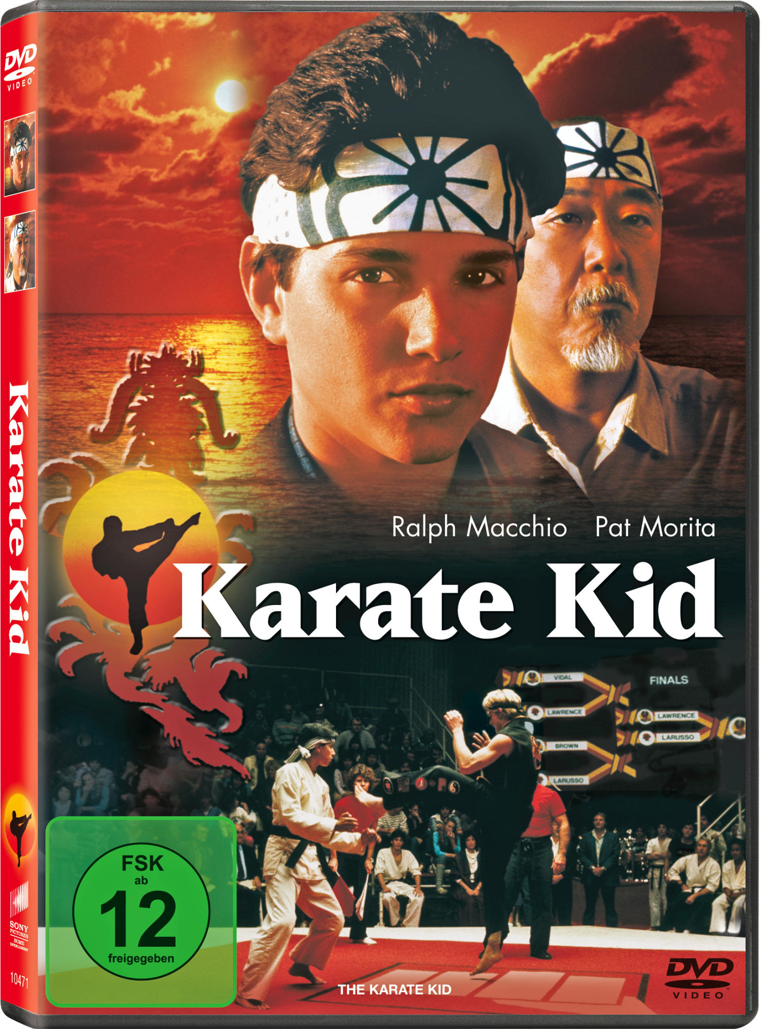 DVD-Cover von 'Karate Kid'. Ein Junge und ein älterer Mann in Kampfkunstkleidung.