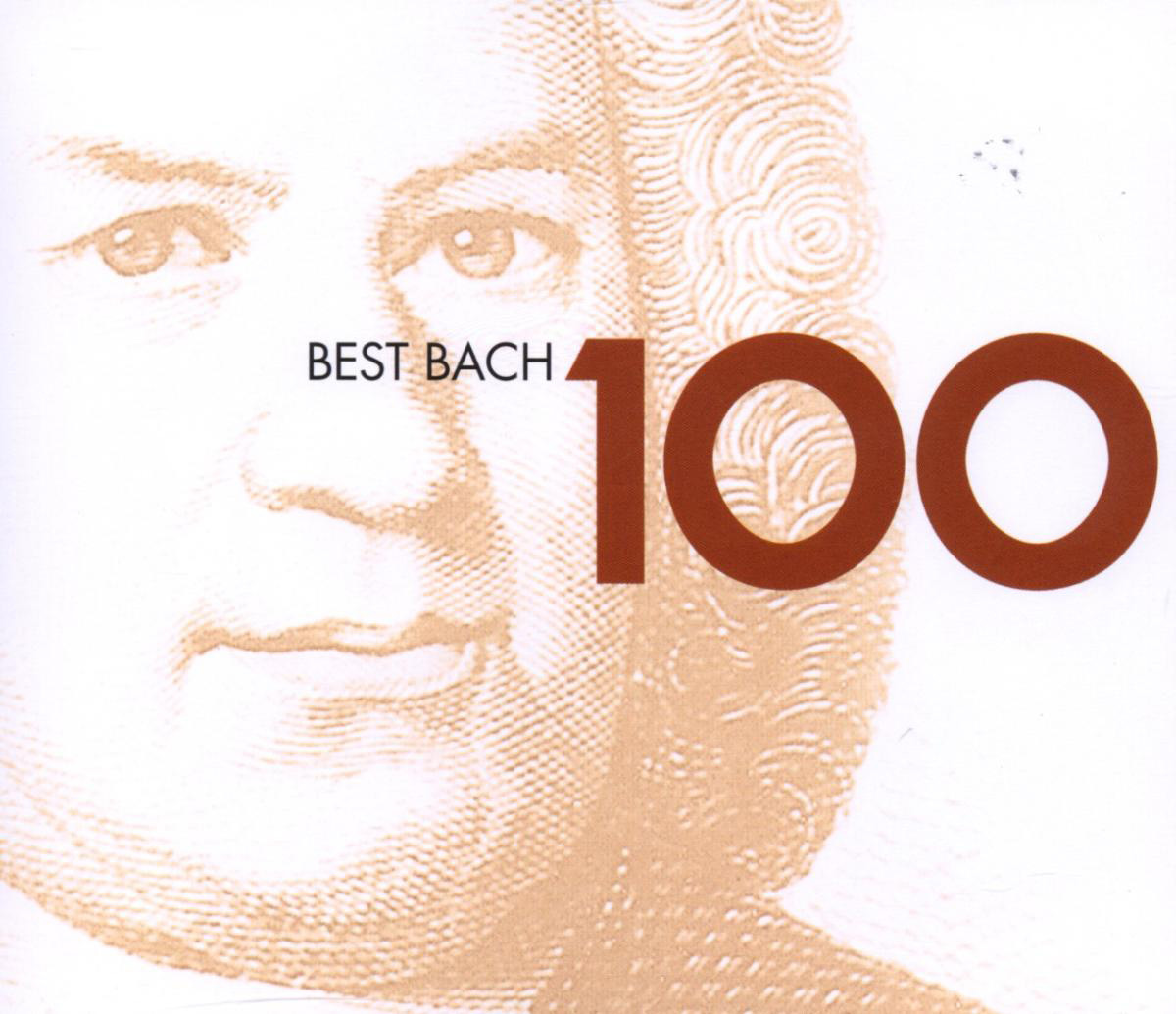 Albumcover zeigt ein Porträt von Bach und die Zahl 100 in Braun.