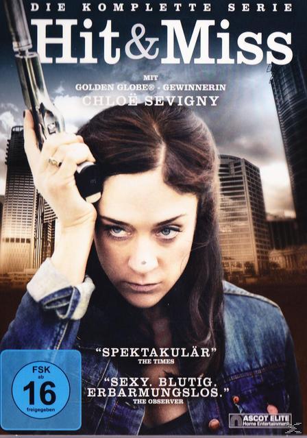 Hit & Miss DVD-Cover. Frau hält eine Waffe, Skyline im Hintergrund.