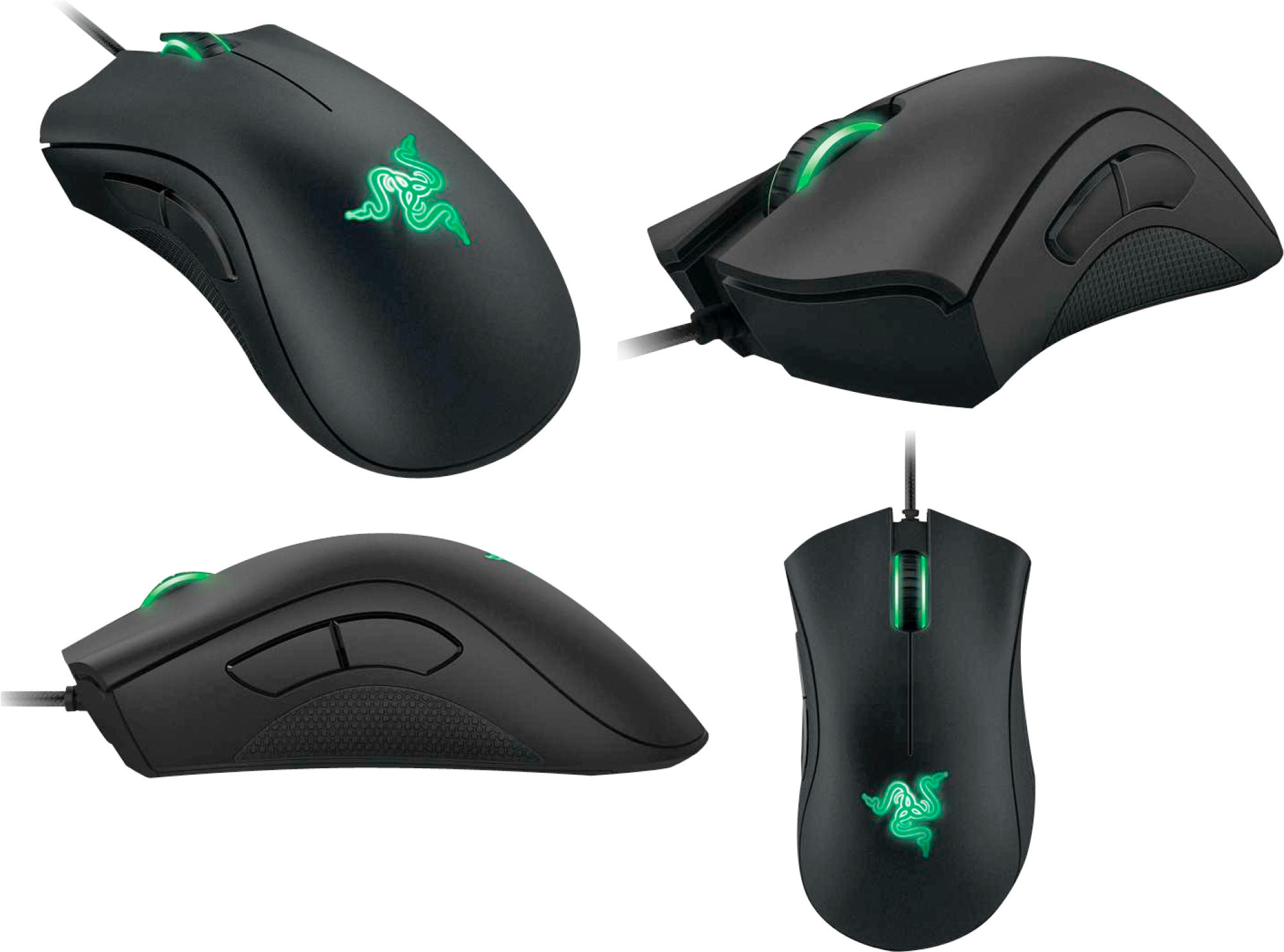 RAZER DeathAdder Maus, Schwarz mit grüner Beleuchtung