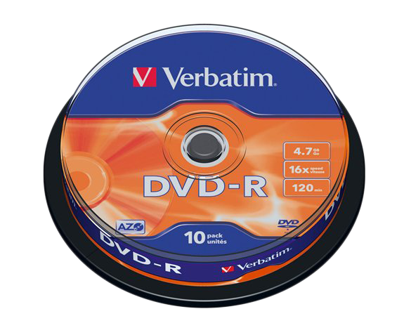 VERBATIM DVD-R lemez 4,7 GB 16x, 10db hengeren AZO