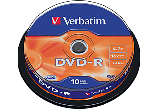 VERBATIM DVD-R lemez 4,7 GB 16x, 10db hengeren AZO