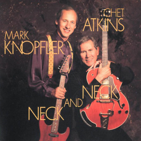 Album borító: Két férfi gitárral. Mark Knopfler és Chet Atkins. Arany betűk.