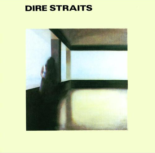 A 'Dire Straits' album borítója. Egy személy áll egy szobában, erős fénnyel.