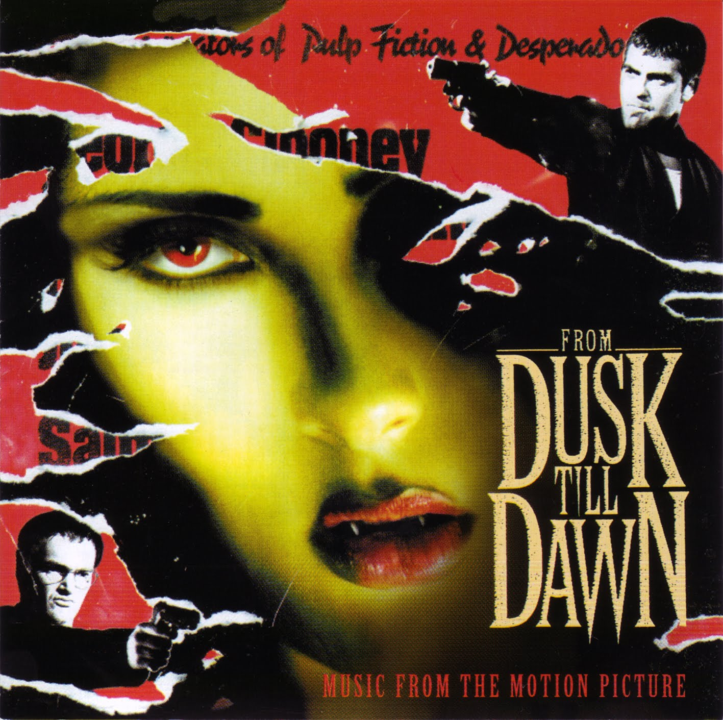 CD borító egy női arccal, piros ajkakkal, fegyverekkel és a "From Dusk Till Dawn" szöveggel.
