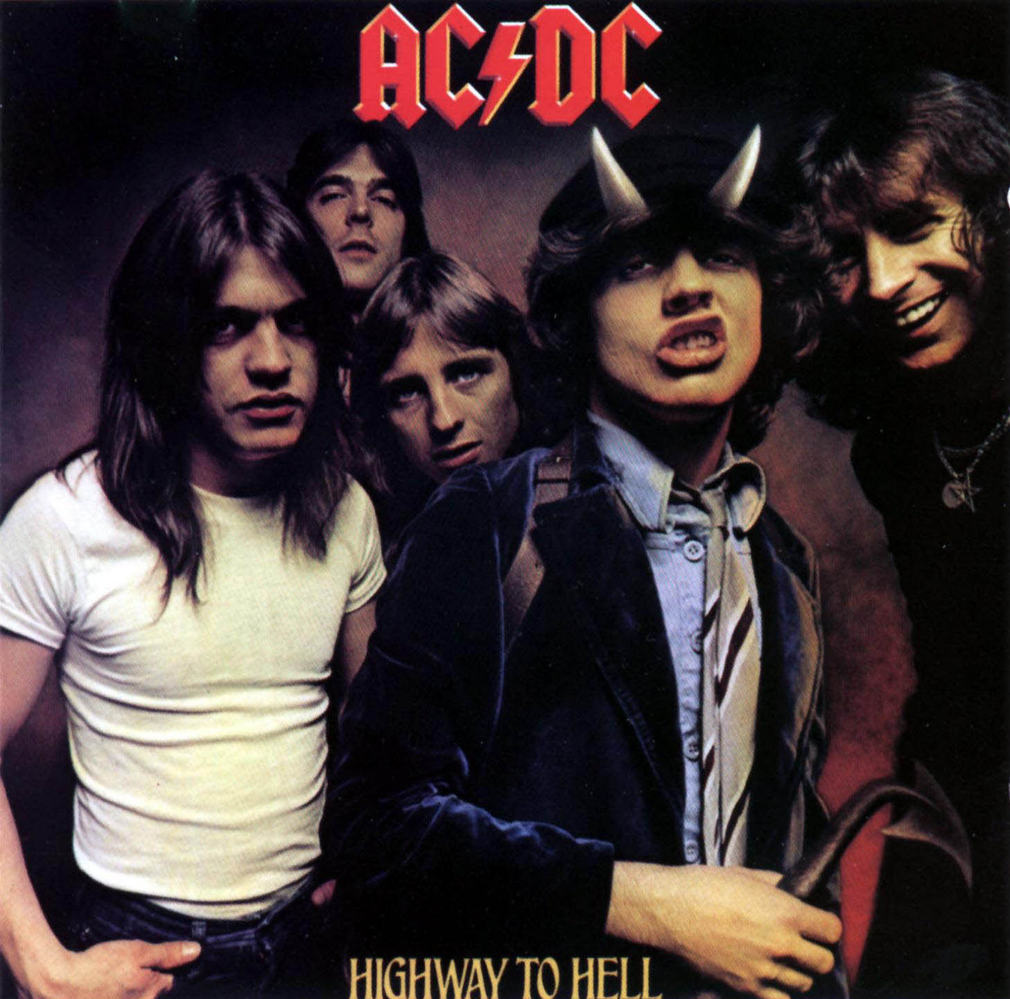 Az AC/DC Highway to Hell album borítója, a zenekar tagjai ördögi karakterrel.