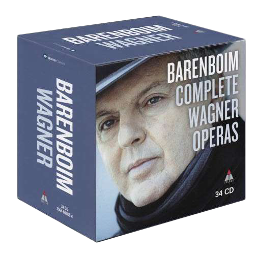 Barenboim Wagner box set Barenboim portréjával és a 'Complete Wagner Operas' felirattal.