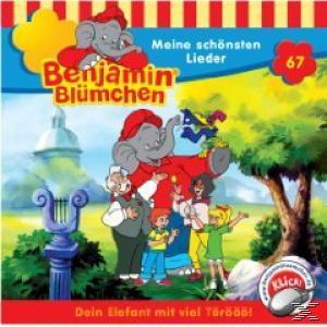 Benjamin Blümchen CD-Cover mit Cartoon-Elefanten, Kindern und Stadtansicht.