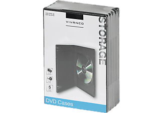 VIVANCO 31712 DVD Case, 5er Pack, schwarz