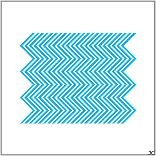 Blaues Zickzackmuster auf weißem Hintergrund. Einfaches, geometrisches Design.