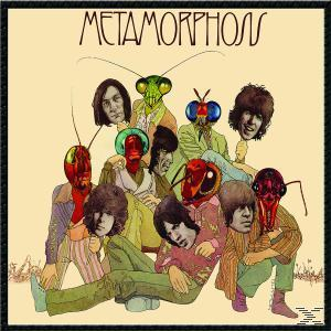 Albumcover. Gruppe von Leuten mit Insektenköpfen, liegend, und Text: Metamorphose.