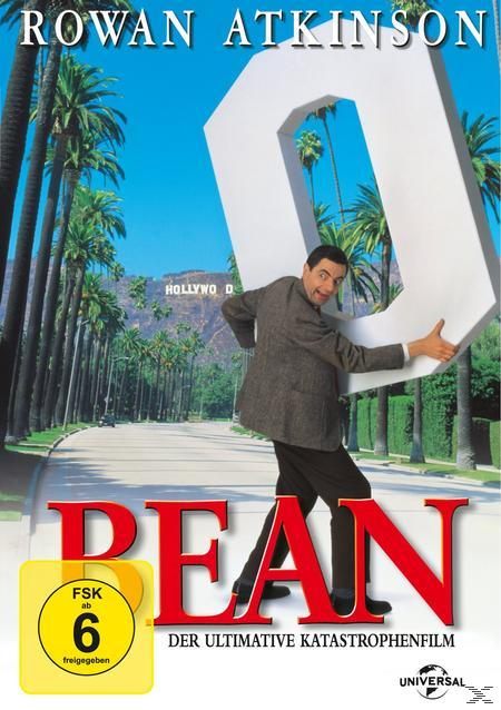 DVD-Cover mit Rowan Atkinson. Er hält einen Buchstaben O vom Hollywood-Zeichen. Palmen im Hintergrund.