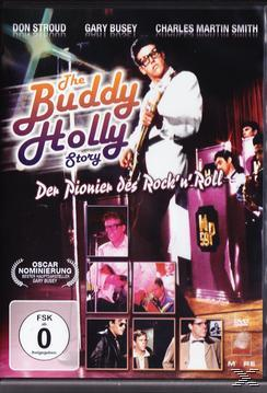 DVD-Cover: Buddy Holly Story. Buddy Holly spielt Gitarre. Andere Musiker und Text auf dem Cover.