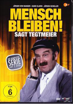 DVD-Cover: Mann mit Schnurrbart, Titel 'Mensch Bleiben!', mit gelbem Hintergrund.