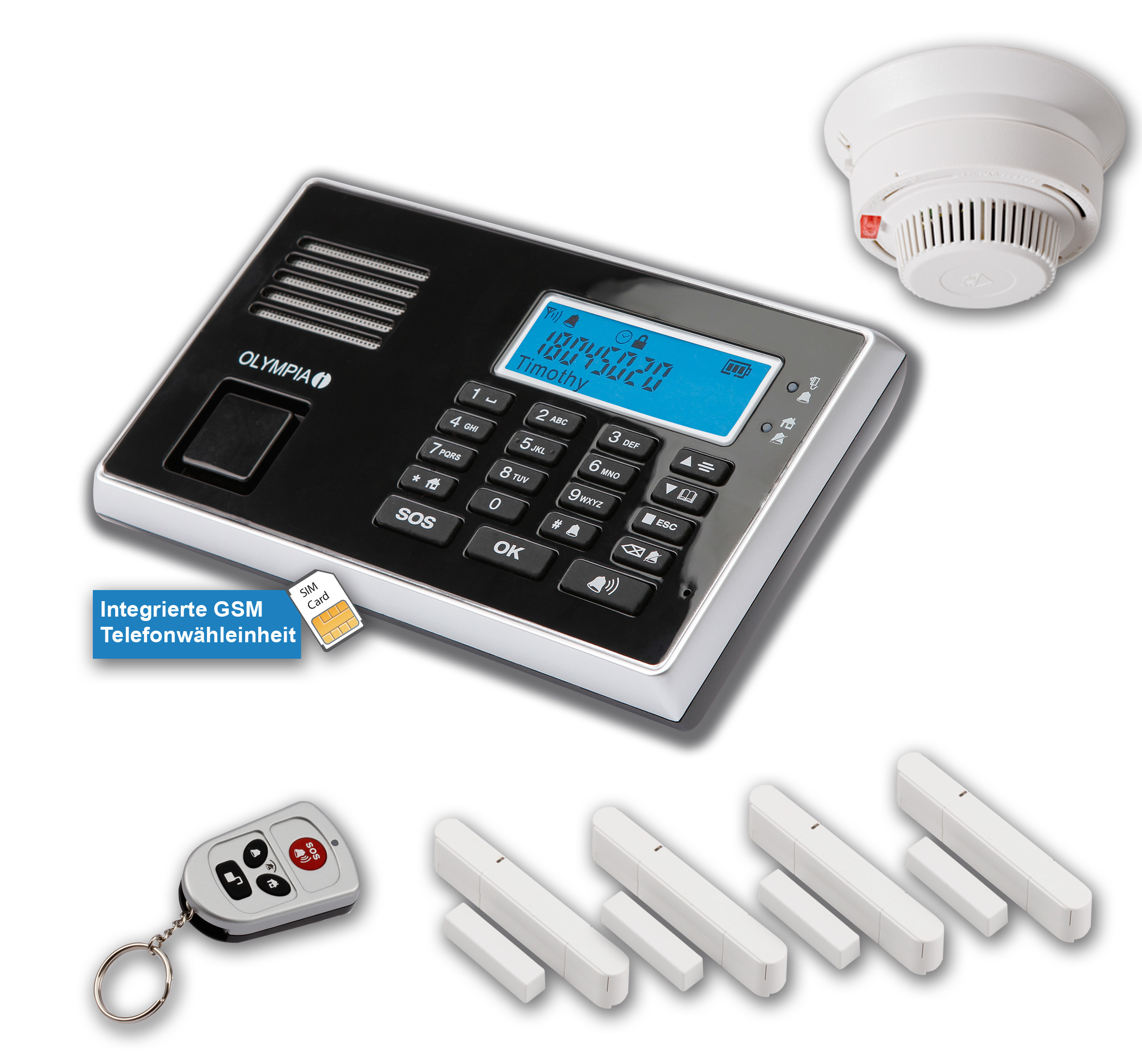 OLYMPIA 5904 Protect 9060 drahtloses GSM-Alarmanlagen-Set, Schwarz