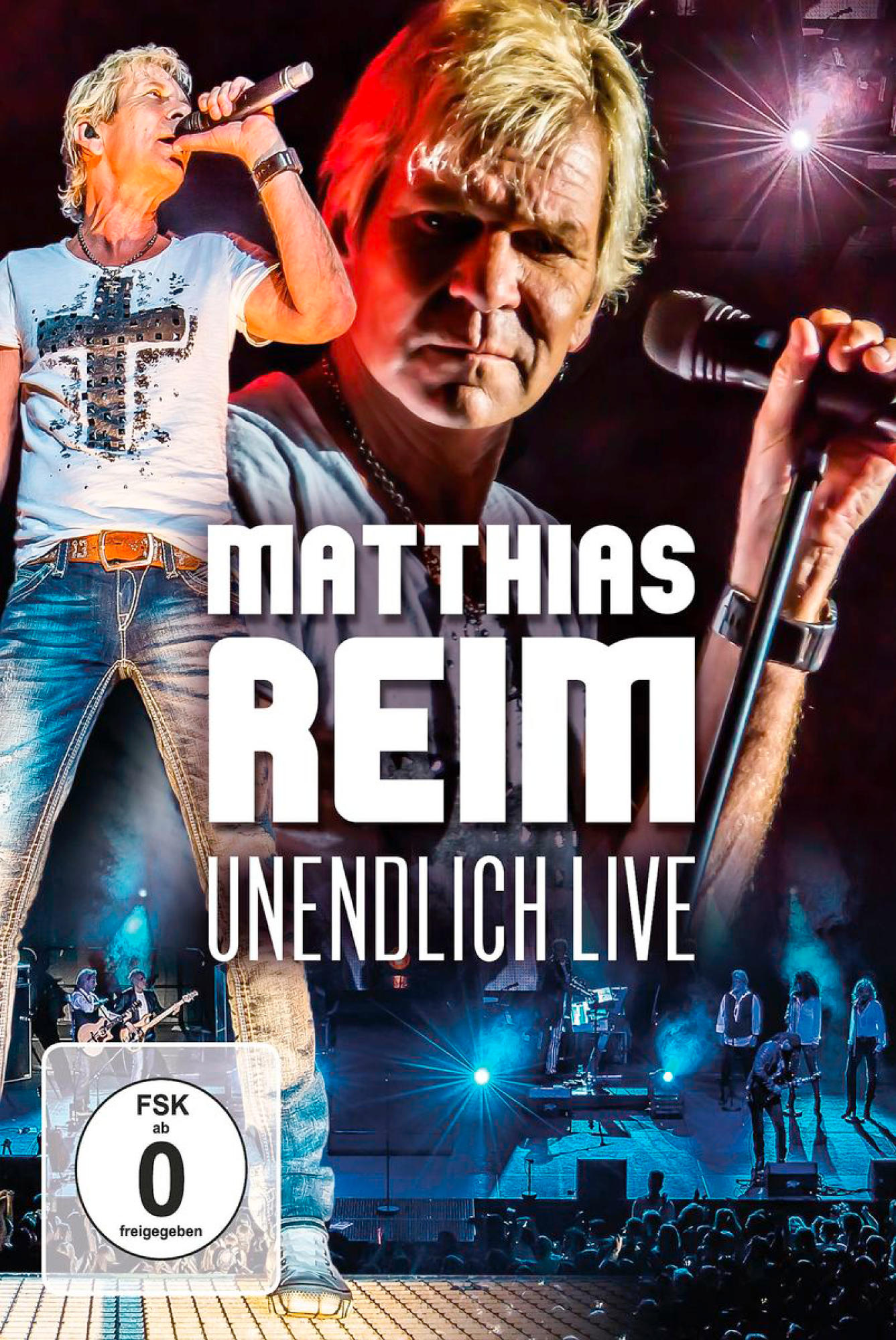 Matthias Reim Live-Konzert-DVD-Cover mit zwei Bildern des Sängers.
