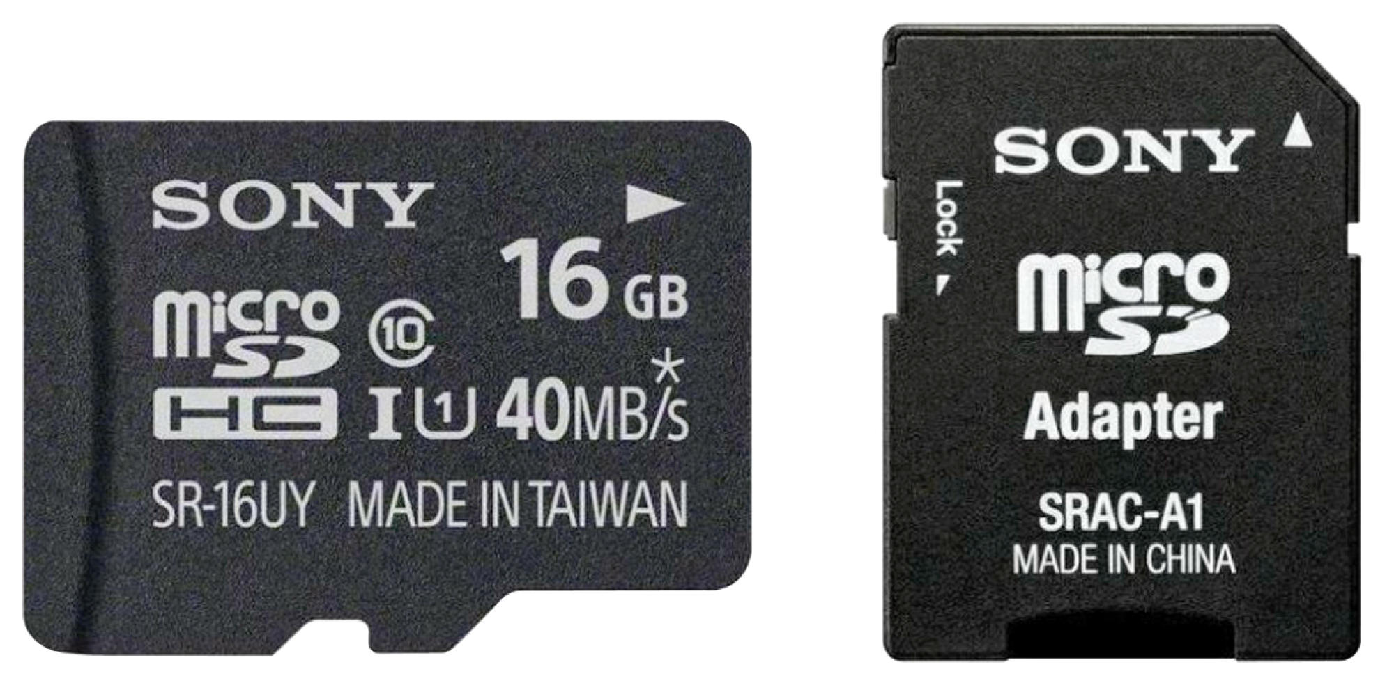 Tarjeta Micro SD - Sony SR-16UY3A, 16GB, 40 MB/s, Adaptador SD, Clase 10, Negro
