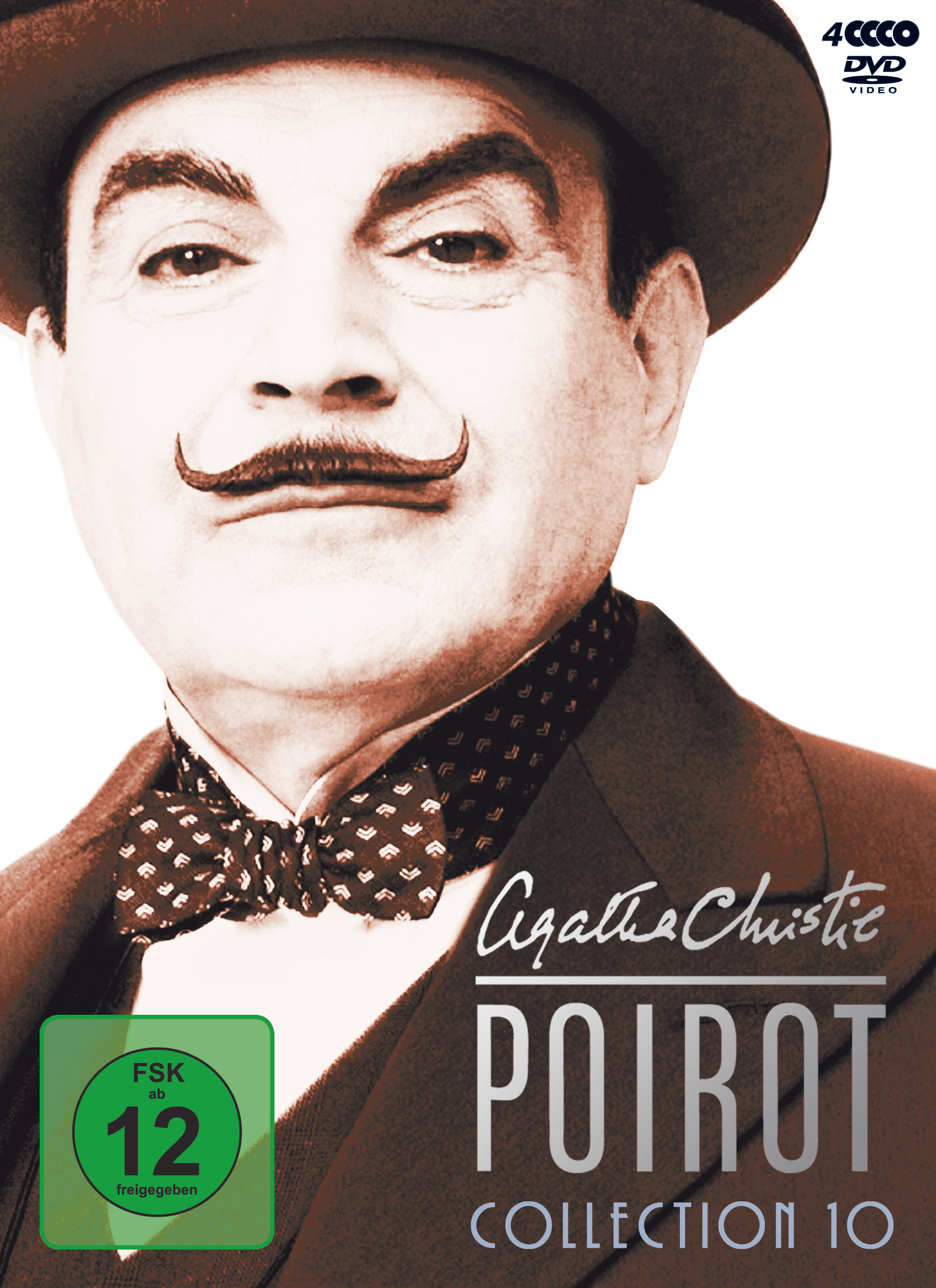 DVD-Cover für "Agatha Christie's Poirot Collection 10", Mann mit Schnurrbart.