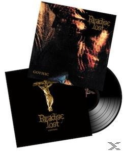 Albumcover: Schwarzes Vinyl, mit gekreuzigter Figur und dem Text 'Paradise Lost Gothic'.