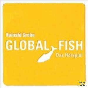 Gelbes Albumcover mit "Global Fish" und einer weißen Fischillustration.