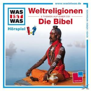CD-Cover mit einem meditierenden Mann. Text auf Deutsch: 'Die Bibel' und 'Weltreligionen'.