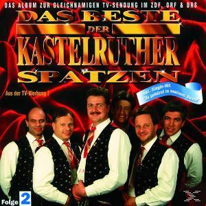 Albumcover mit sechs Männern in Anzügen. Text: 'Das Beste der Kastelruther Spatzen' und 'Aus der TV-Werbung!'