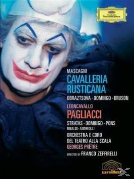 DVD-Cover für 'Cavalleria Rusticana'. Ein Clown mit Make-up und Operntitel.