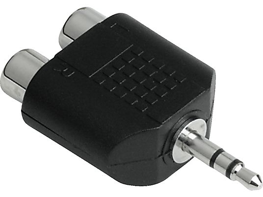 HAMA Adattatore audio corto, presa jack stereo da 3,5 mm - 2 x RCA connettore femmina - Adattatore audio (Nero)