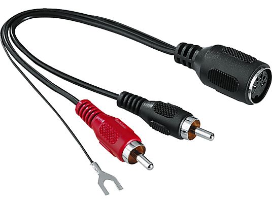 HAMA Adaptateur audio, 2 RCA mâles/borne de mise masse ext-DIN femelle 5 broches - Adaptateur Cinch (Noir)