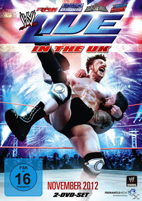 WWE Wrestling DVD-Cover. Zwei Wrestler ringen, Feuerwerk im Hintergrund. November 2012.