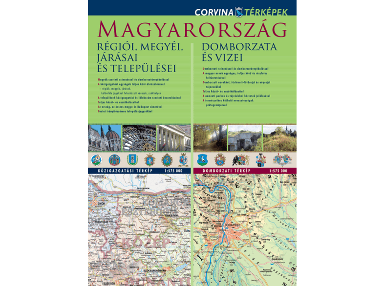 Magyarorszag Kozigazgatasi Es Domborzati Duoterkepe 1 575000