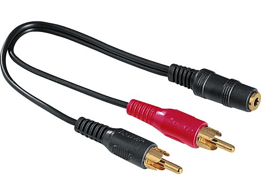 HAMA Adaptateur audio, 2 RCA mâle - Prise femelle stéréo 3,5 mm - Adaptateur (Noir)