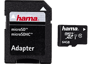 HAMA hama microSDXC UHS-I + Adapter/Foto - Scheda di memoria - 64 GB - Nero - Micro-SDHC-Schede di memoria  (64 GB, 22, Nero)