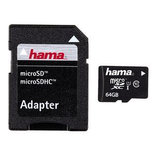 HAMA 108077 HEABSE UHS-I CL10 - Micro-SDHC-Schede di memoria  (64 GB, 22, Nero)