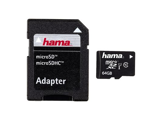 HAMA 108077 HEABSE UHS-I CL10 - Micro-SDHC-Speicherkarte  (64 GB, 22, Schwarz)