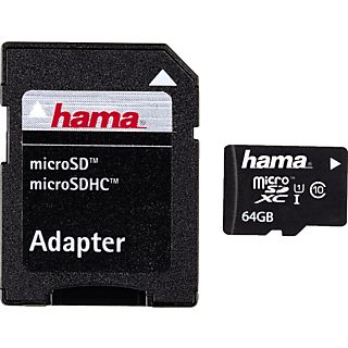 HAMA 108077 HEABSE UHS-I CL10 - Micro-SDHC-Cartes mémoire  (64 GB, 22, Noir)