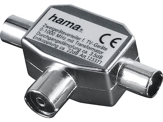 HAMA 123377 SPLITTER COAX F/2XM - Antennen-Verteiler (Silber)