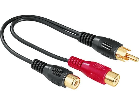 HAMA Adaptateur caisson de basses, RCA mâle - 2 RCA femelle - Adaptateur (Noir)