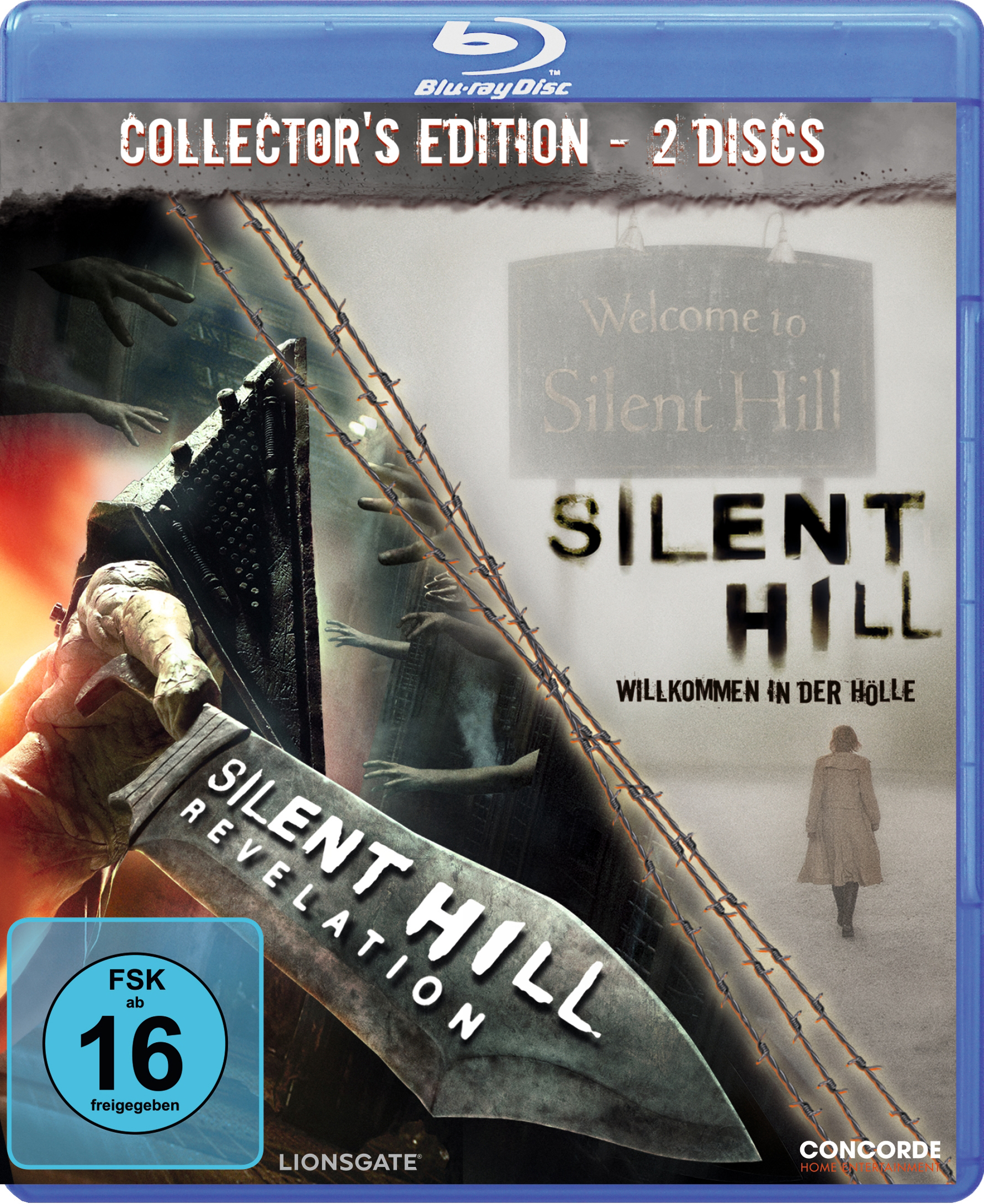 Silent Hill Filmcover. Enthält Filmtitel, Gesichter und eine düstere, gruselige Atmosphäre.