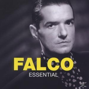 Ein CD-Cover mit dem Wort FALCO in Gelb und einem Schwarzweißbild.