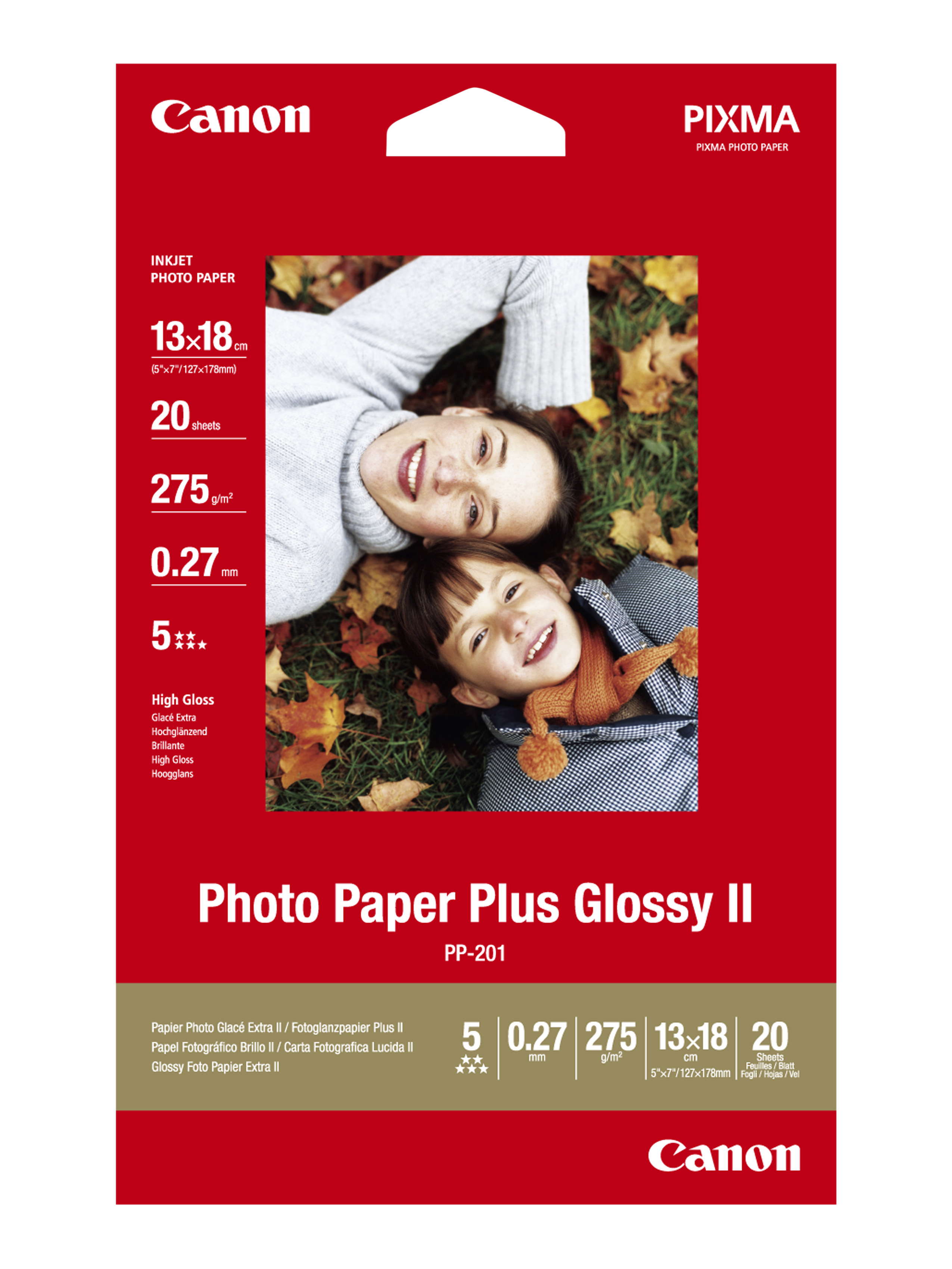 Fotopapier mm Kurzanleitung 20 Blätter, CANON PP-201 180 130 x
