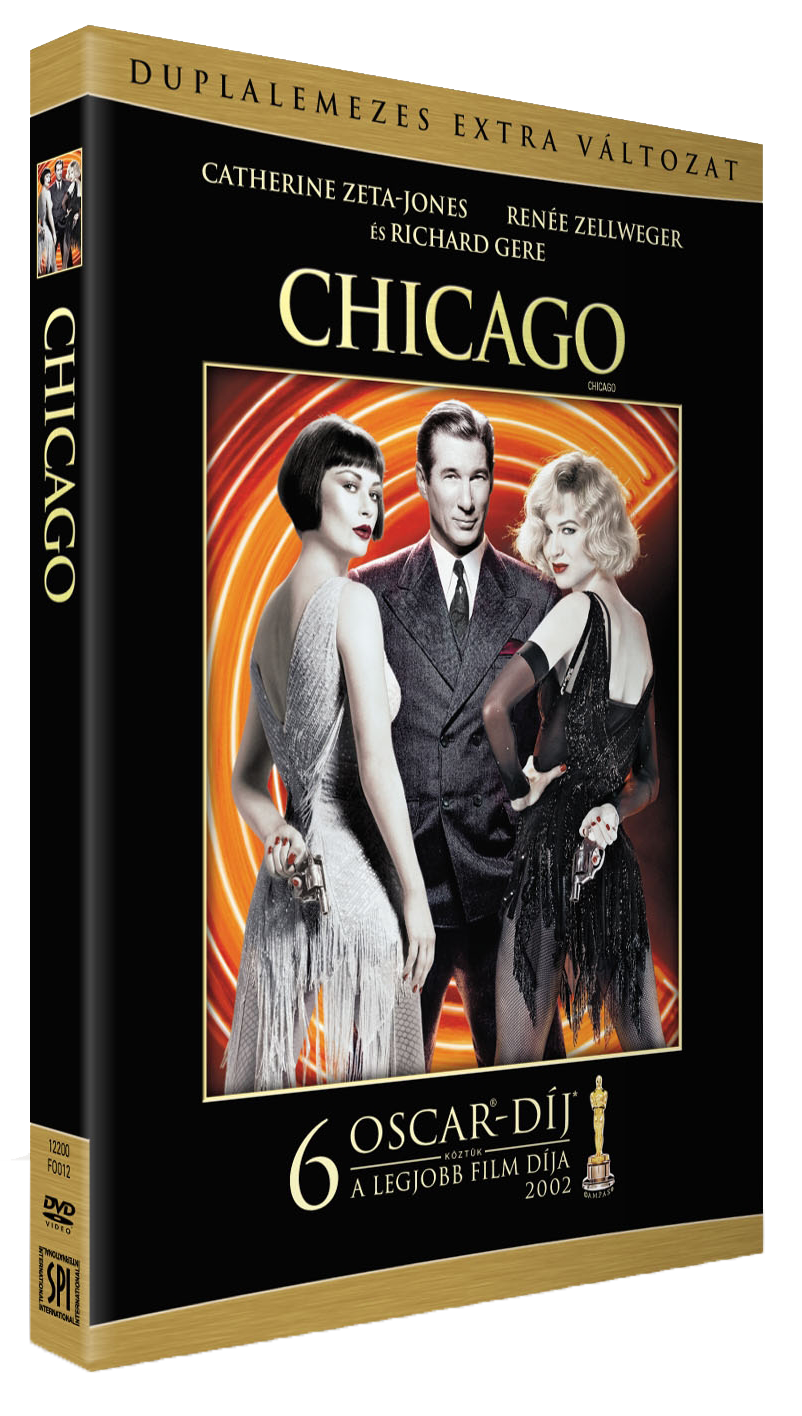 A 'Chicago' című film DVD borítója Catherine Zeta-Jones, Renée Zellweger és Richard Gere-rel.