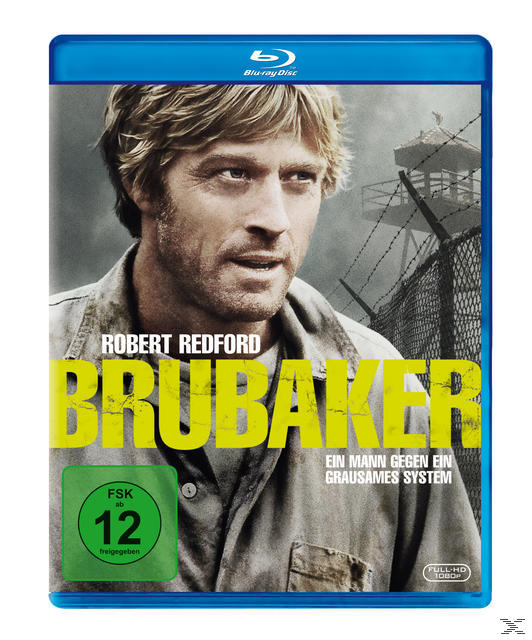 Blu-ray-Disc-Cover für den Film Brubaker mit Robert Redford in einem orangefarbenen Overall.