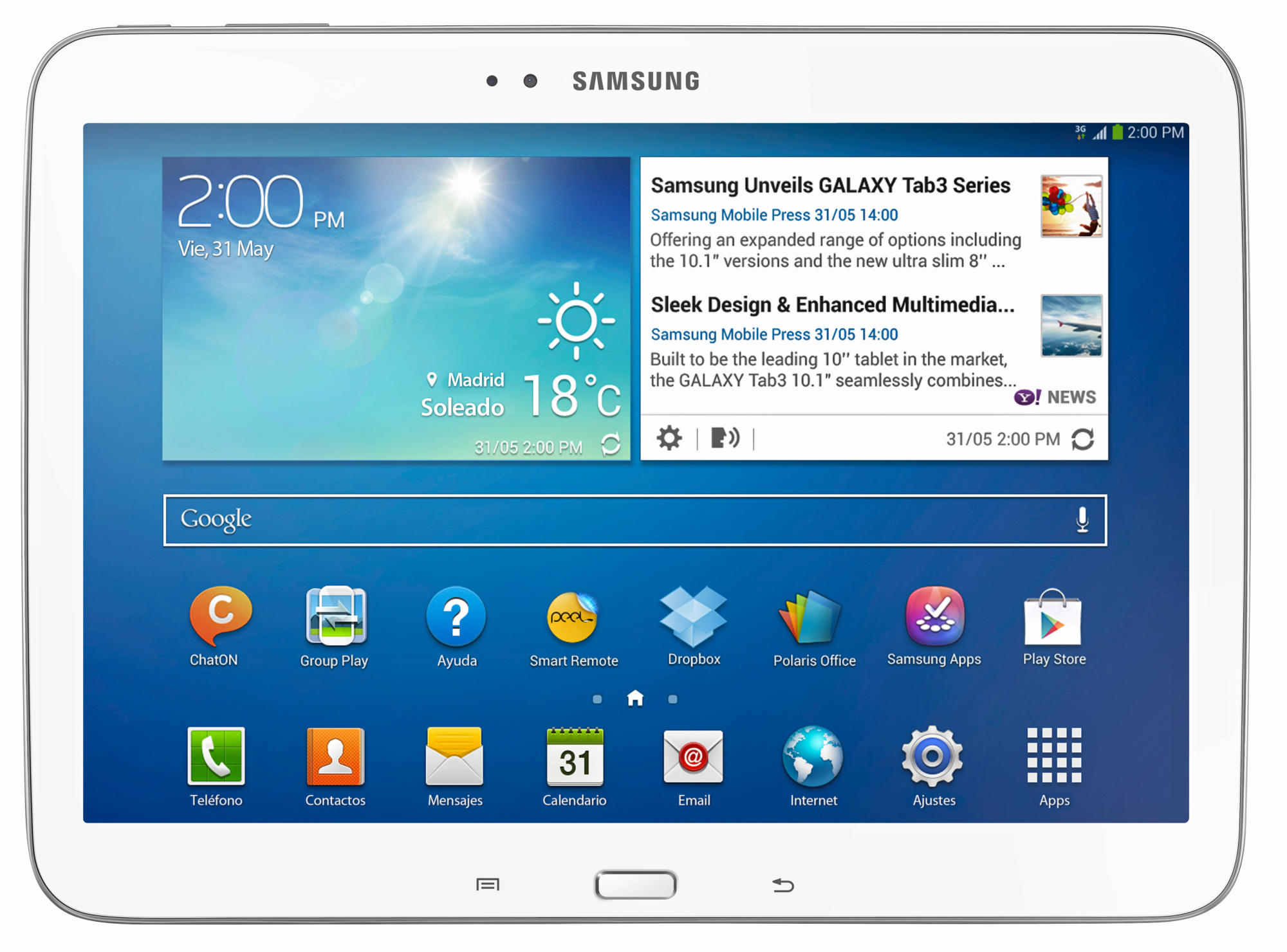 Tablet - Samsung Galaxy Tab 3, 10.1 pulgadas, Blanca, 16GB, MHL