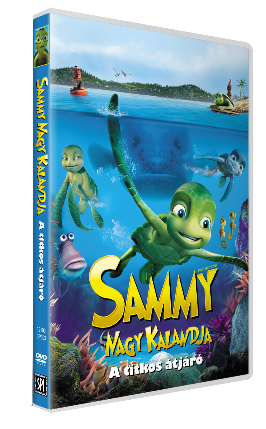 A 'Sammy' DVD-borítója rajzolt teknősökkel az óceánban.