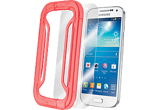 CELLULAR LINE 35202 Schutzfolie mit Fixier-Rahmen für Galaxy S4 Mini, rot, Samsung, Galaxy S4 mini, Transparent