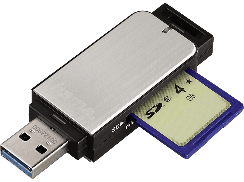 Hama 123900 USB-3.0-Kartenleser, SD/microSD, Silber — Foto 2 von 2