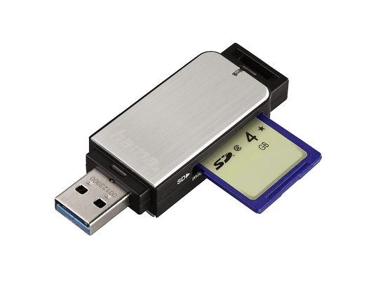 HAMA 123900 SD/MIC-SD USB3 ALU SILVER - Kartenleser (Silber/Schwarz)