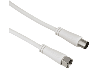 HAMA Câble satellite, fiche mâle F - coax mâle F, 1,5 m, 90 dB - Câble d'antenne (Blanc)