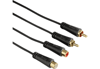 HAMA Câble d’extension audio, 2 fiches RCA – 2 prises RCA, 10 m - Câble de rallonge audio (Noir)